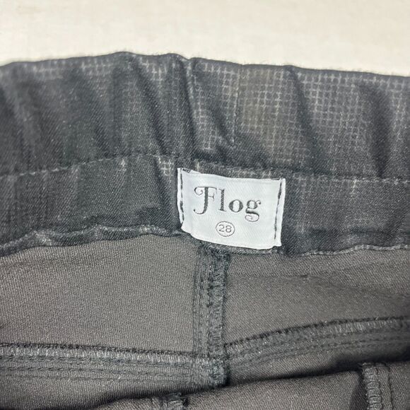 Flog Pants 28 Black Pull-On Stretch Coated Skinny Trousers Israel Dressy Casual - Picture 5 of 15